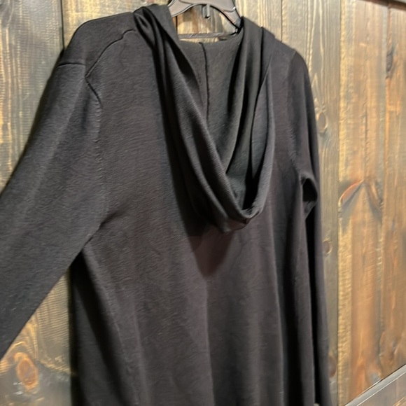 NWT Pointelle Open Cardigan S Black Pockets Hooded Stretch Neutral Boho Cozy - Picture 8 of 9